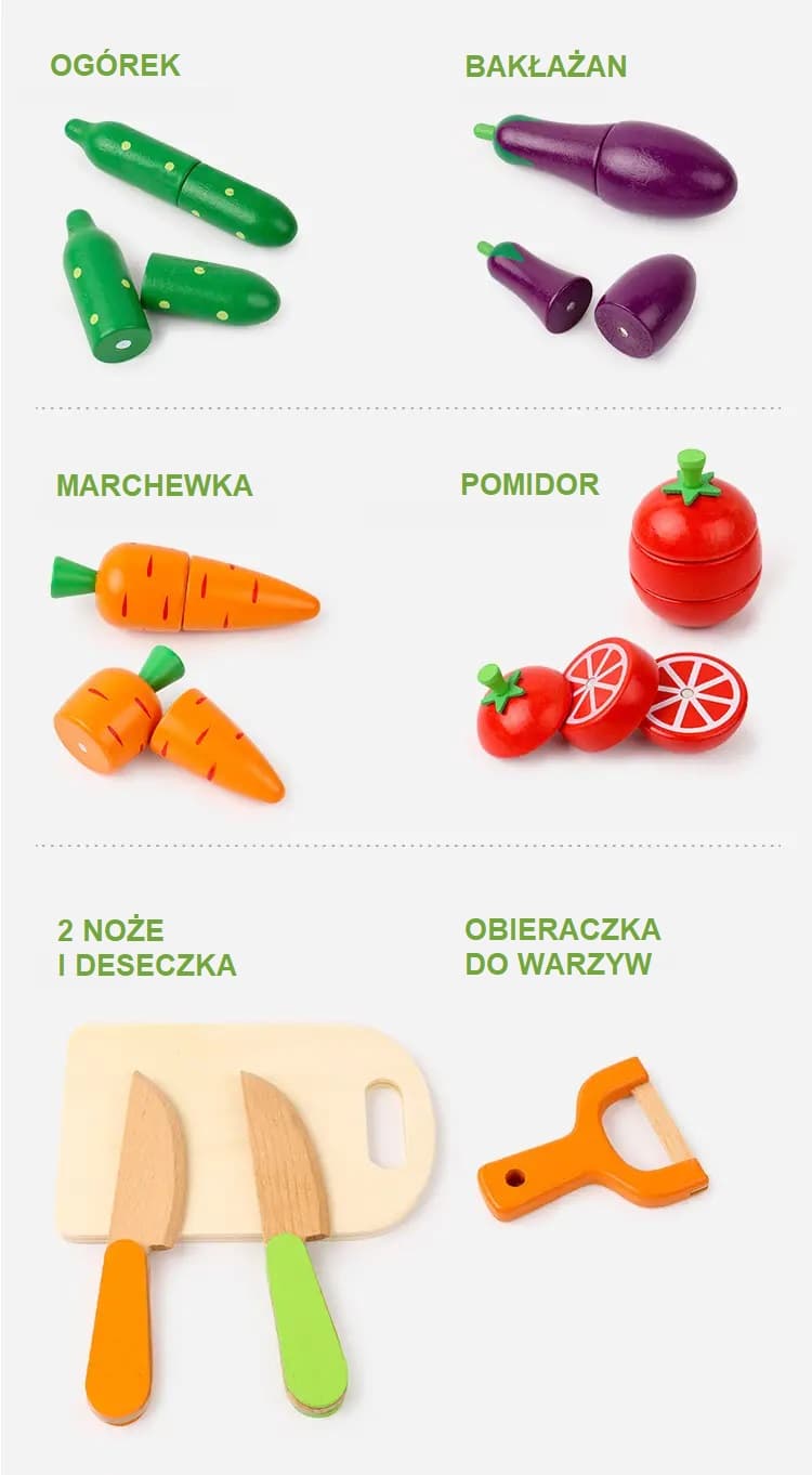 Zestaw warzyw lub owoców do krojenia